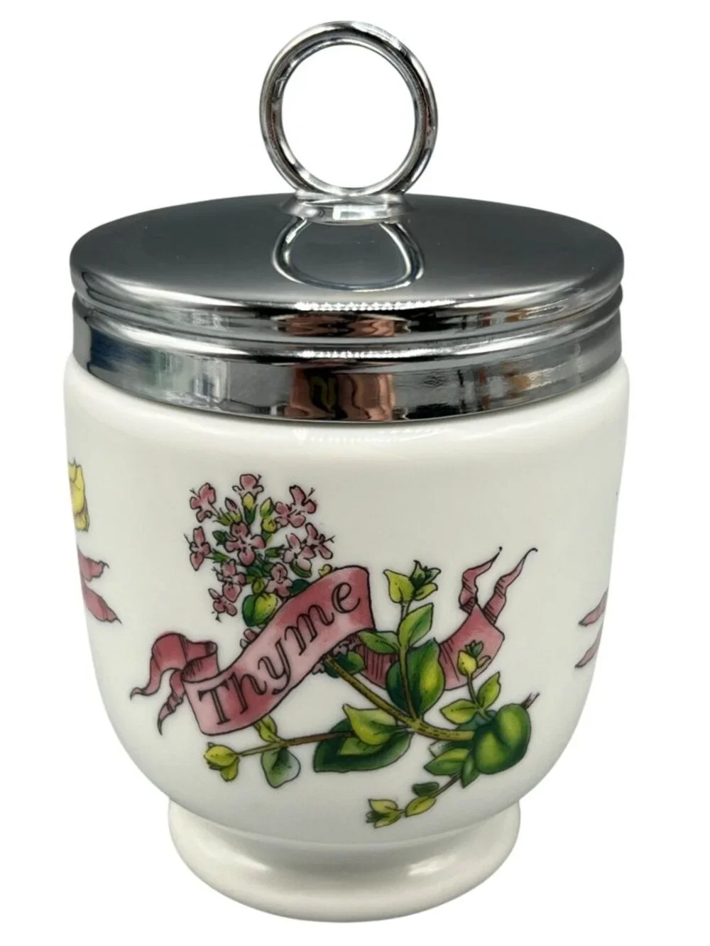 Royal Worcester Porcelain Egg Coddler Herb Jar Thyme Nasturtium Design 4
